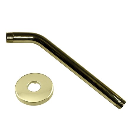 WESTBRASS 1/2" IPS x 10" Shower Arm in Polished Brass D302-1-01